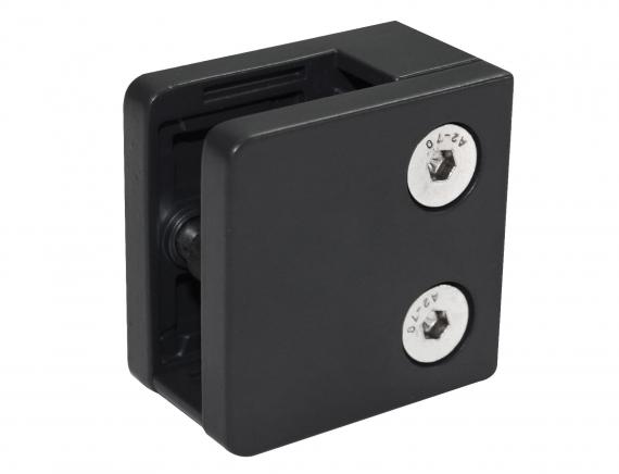 Foto Pinzas para vidrio45x45 mm con placa de protección para superficie plana, ZAMAK, RAL 9005