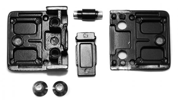 Foto Pinzas para vidrio45x45 mm con placa de protección para superficie plana, ZAMAK, RAL 9005