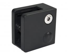 Pinzas para vidrio45x45 mm con placa de protección superficie plana, ZAMAK, RAL 9005