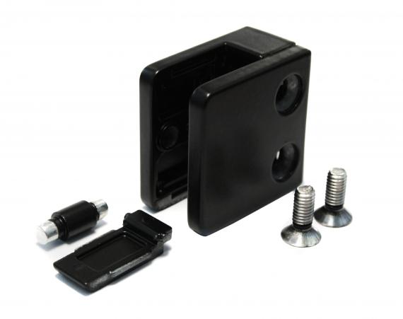 Foto Pinzas para vidrio45x45 mm con placa de protección para superficie plana, ZAMAK, RAL 9005