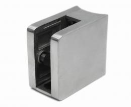 Pinzas para vidrio45x45/tubo 42,4 mm con placa de seguridad, AISI 316, SATINADO