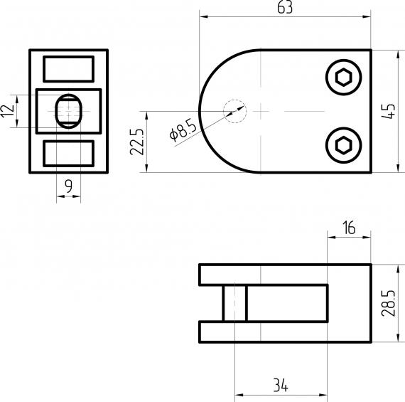Foto Pinzas para vidrio45x63 para tubo 50,8 mm, AISI 304, Pulido