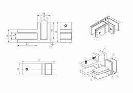 Pinzas para vidrio45x72mm, 10-12.76mm, AISI 304, SATINADO