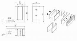 Pinzas para vidrio48x65x34mm 12-12,76mm, AISI 316, SATINADO