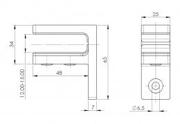 Pinzas para vidrio48x65x34mm 12-15mm, AISI 316, COBRE SATINADO