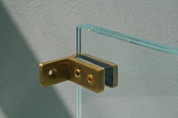 Foto Pinzas para vidrio48x65x34mm 12-15mm, AISI 316, DORADO SATINADO