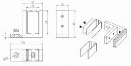 Pinzas para vidrio48x65x34mm 16,76-17,52mm, AISI 316, SATINADO