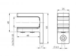 Pinzas para vidrio48x65x40mm 16,76-21,52mm, AISI 316, SATINADO