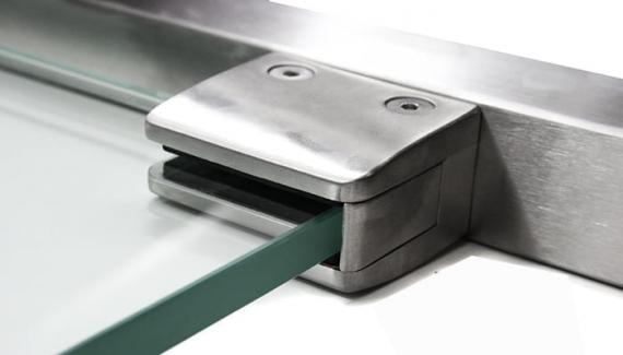 Foto Pinzas para vidrio55x65mm con placa de protección para superficie plana, AISI 304, SATINADO