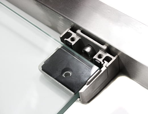 Foto Pinzas para vidrio55x65mm con placa de protección para superficie plana, AISI 304, SATINADO