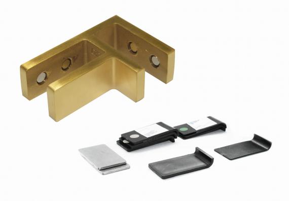 Foto Pinzas para vidrio82x55x34mm vidrio 12-15mm, AISI 316, DORADO SATINADO