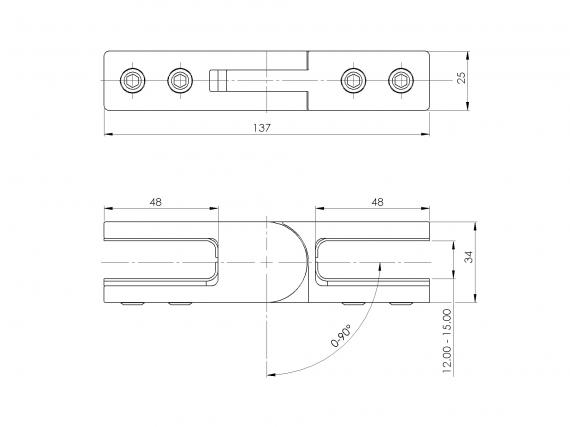 Foto Pinzas para vidriocon ajuste de ángulo 12-15mm, AISI 316, SATINADO
