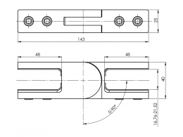 Pinzas para vidriocon ajuste de ángulo 16,76-21,52mm, AISI 316, SATINADO