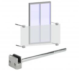 Pinzas para vidriopara balcones franceses 50x60mm con varilla redonda fi 16x320mm, AISI 316, SATINADO