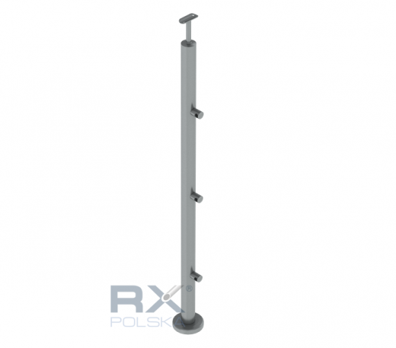 Foto Poste Ø42,4 mm 1060 mm con 3 soportes de travesaño para tubo de 12 mm, AISI 304, SATINADO