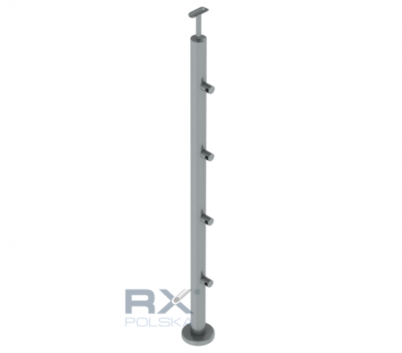 Foto Poste 42,4mm 960mm con 4 soportes para barras transversales para tubo 12mm, AISI 304, SATINADO