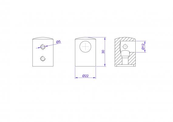 Foto Soporte de barra transversal izquierdo para Ø12/plano, AISI 304, SATINADO