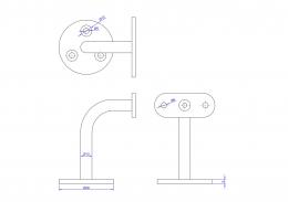 Soporte de pared - barandilla (perfil), AISI 304, SATINADO
