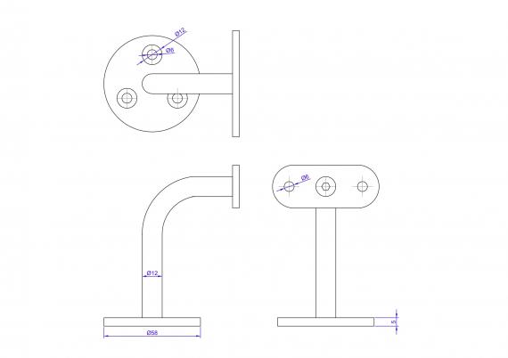 Foto Soporte de pared - barandilla (perfil), AISI 304, SATINADO