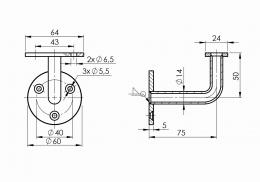 Soporte de pared - barandilla (perfil) LED, AISI 304, SATINADO