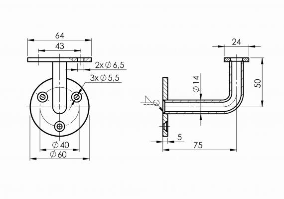 Foto Soporte de pared - barandilla (perfil) LED, AISI 304, SATINADO