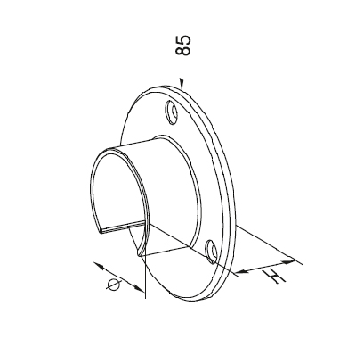 Foto Soporte de pared para tubo ranurado Ø 42,4 mm, AISI 316, SATINADO