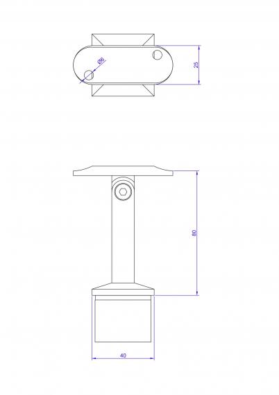 Foto Soporte de pasamanos 40x40 / 42,4 mm, ajustable, AISI 304, SATINADO