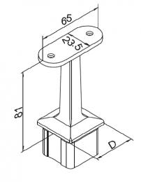 Soporte de pasamanos 40x40 / plano, AISI 316, SATINADO