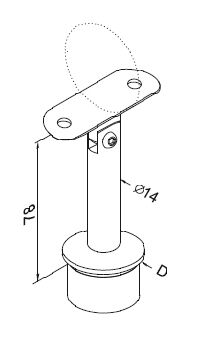 Foto Soporte de pasamanos 42,4 mm/plano, ajustable, AISI 304, SATINADO