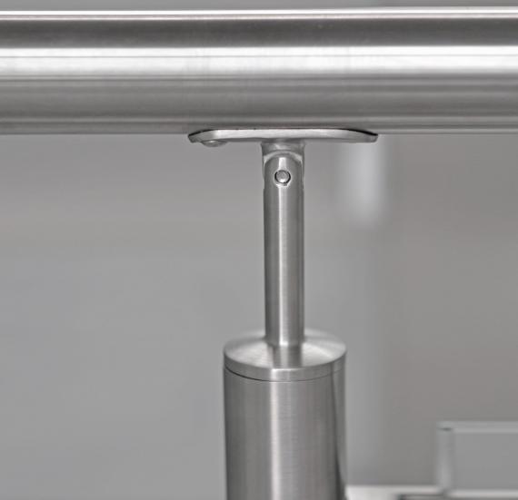 Foto Soporte de pasamanos para poste 48,3 mm pasamanos 48,3 mm flexible, AISI 304, SATINADO