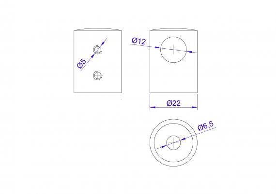 Foto Soporte de travesaño para Ø12/plano, AISI 304, Pulido