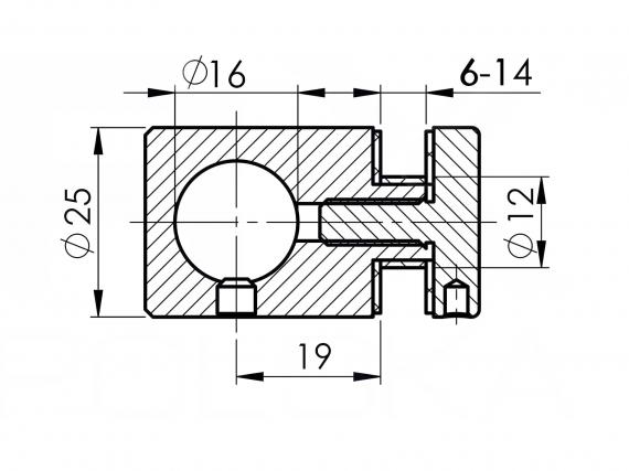 Foto Soporte de vidrio Ø 25 mm, AISI 304, SATINADO
