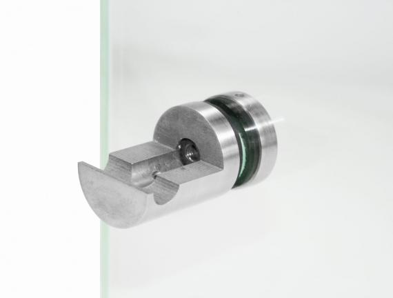 Foto Soporte de vidrio Ø30/37 mm M6 con orificio para tubo Ø10 mm, AISI 316, SATINADO