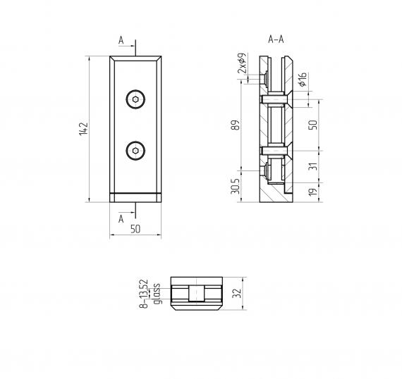Foto Soporte de vidrio, AISI 304, SATINADO