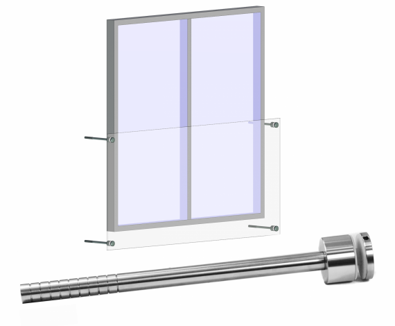 Foto Soporte de vidrio Portfenetr Ø 50 mm con varilla 20x320 mm, AISI 304, SATINADO