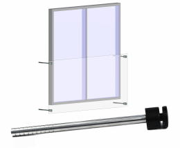 Soporte de vidrio Portfenetr Ø 50 mm con varilla 20x320 mm, NEGRO