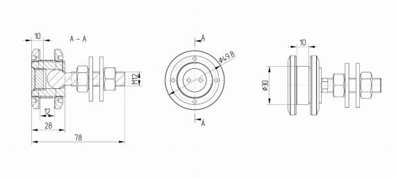Foto Rótula móvil SP 50 mm, AISI 316, SATINADO