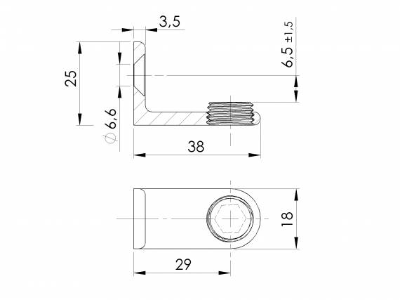 Foto Soporte de vidrio / superficie plana, AISI 304, SATINADO