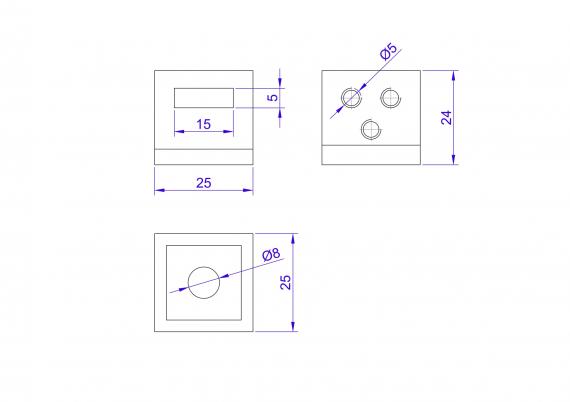 Foto Soporte para barra cuadrada 15x5 mm, AISI 304, SATINADO