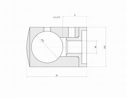 Soporte para barra transversal, orificio pasante Ø20/plano, AISI 316, SATINADO