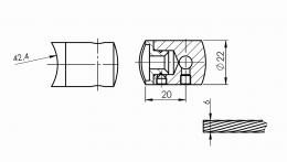 Soporte para barra transversal, orificio pasante Ø6/42,4 mm, AISI 316, SATINADO