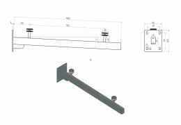 Soporte para marquesina de vidrio perfil 60x40 mm, AISI 304, SATINADO