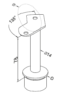 Foto Soporte para pasamanos 42,4/42,4 mm, AISI 316, SATINADO