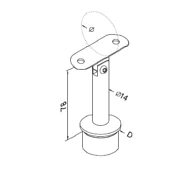 Foto Soporte para pasamanos 42,4 mm / 42,4 mm, ajustable, AISI 304, Pulido.