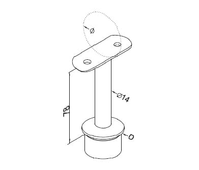 Foto Soporte para pasamanos plano/42,4 mm, AISI 304, SATINADO.