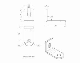 Soporte para vidrio - Ø 30/8mm, con ángulo, AISI 304, SATINADO