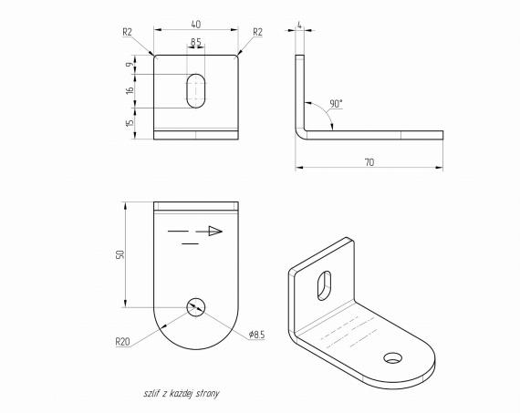 Foto Soporte para vidrio - Ø 40/8mm, con ángulo, AISI 304, SATINADO