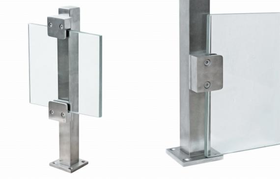 Foto Soporte para vidrio 60x50cm - final, para superficies planas, AISI 316, SATINADO