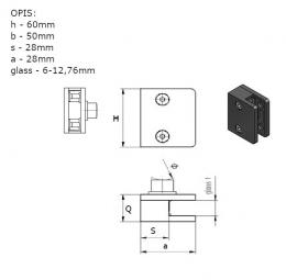Soporte para vidrio 60x60 - final, tubo 42,4mm, AISI 316, SATINADO