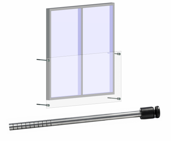 Foto Soporte para vidrio Portfenetr fi 30mm con varilla 16x320mm, AISI 304, RAL 9005